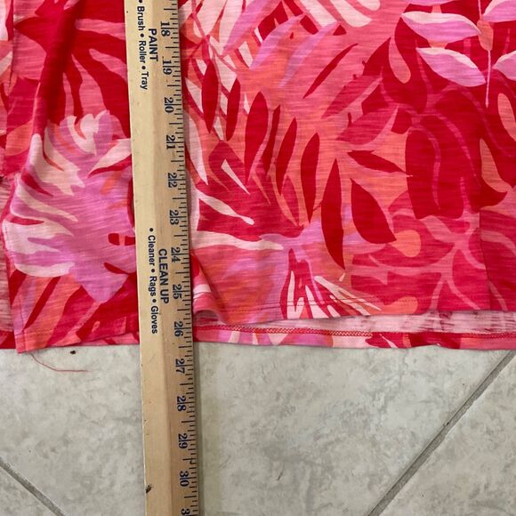 Chico’s Floral modal blend Top Tropical Size 2/US L coral travel resort beach - Picture 10 of 12